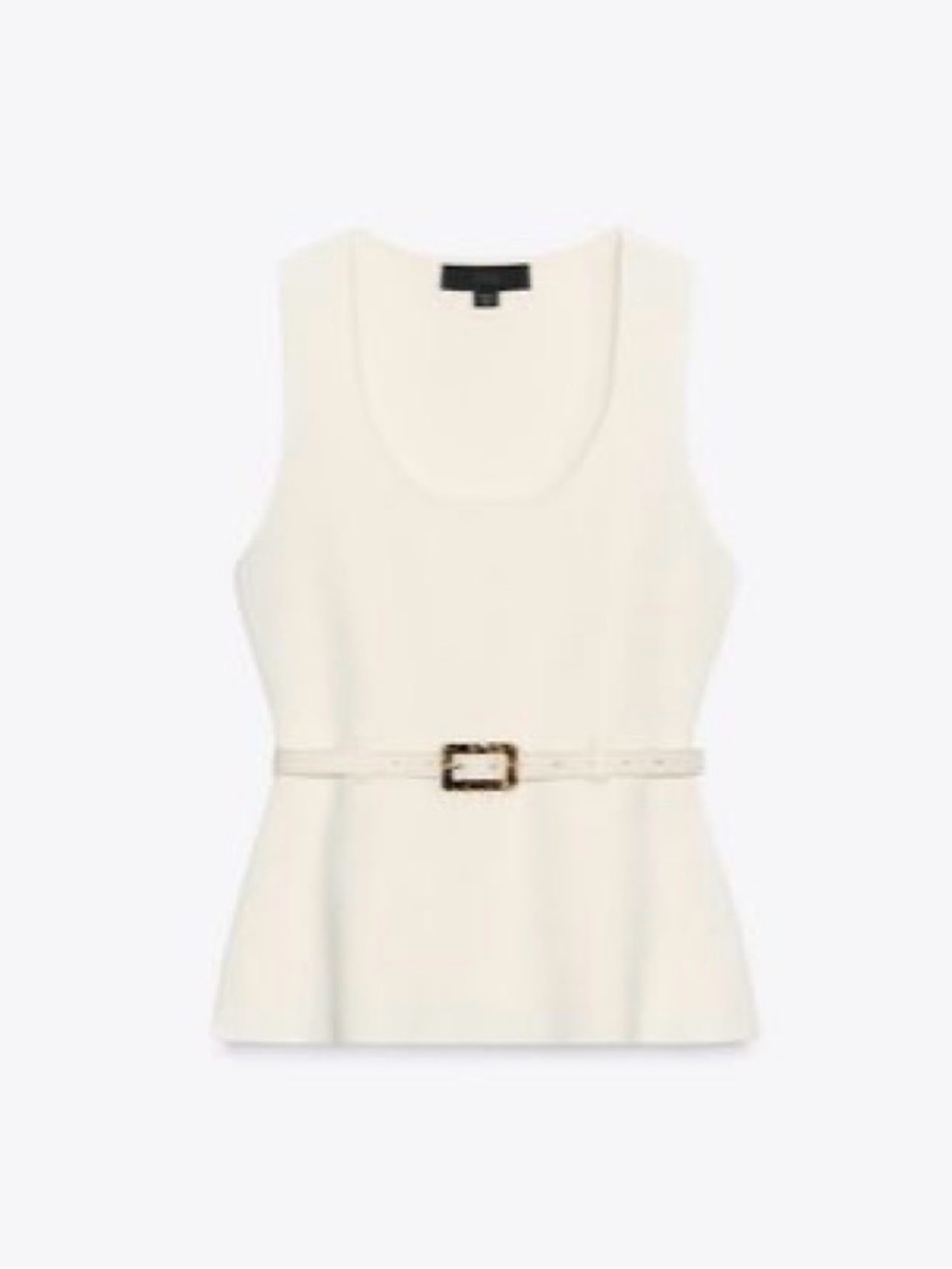 Zara Cream Sleeveless Peplum Tank Top with Belt